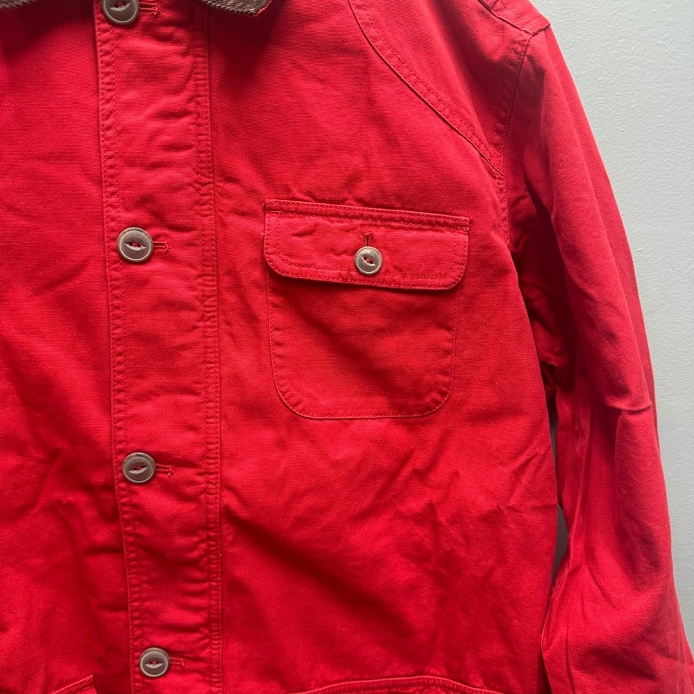 Orvis Men's Classic Barn Coat Red Canvas Field Jacket Corduroy Collar - Picture 4 of 12